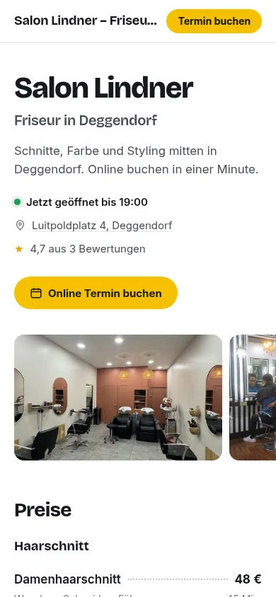 Mini-Website auf dem Handy